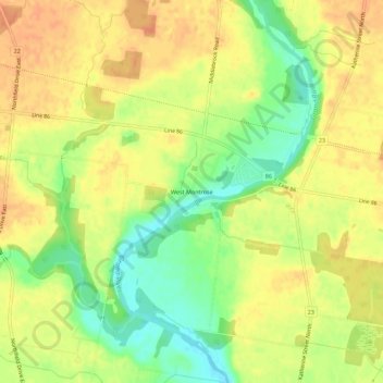 Carte topographique West Montrose, altitude, relief