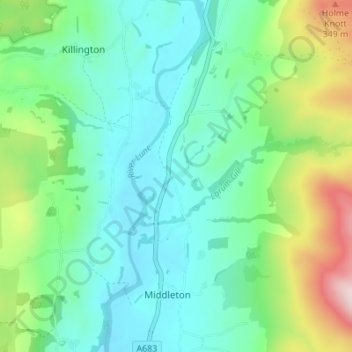Carte topographique Middleton Hall, altitude, relief
