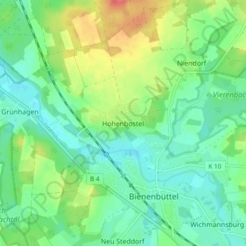 Carte topographique Hohenbostel, altitude, relief