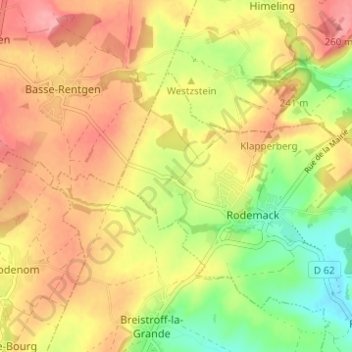 Carte topographique Esing, altitude, relief