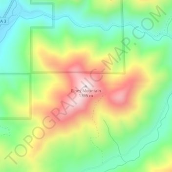 Carte topographique Piney Mountain, altitude, relief