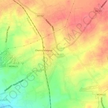 Carte topographique Chettipalayam, altitude, relief