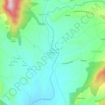 Carte topographique Tierrantona, altitude, relief