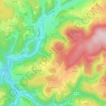 Carte topographique La Rimandière, altitude, relief