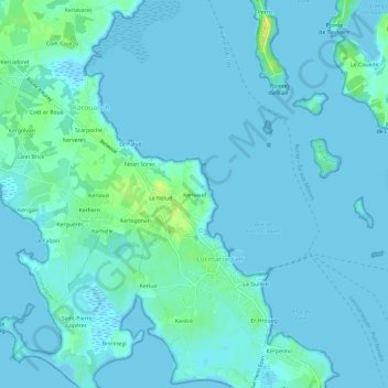 Carte topographique Kerivaud, altitude, relief