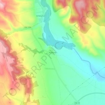 Carte topographique Razbona, altitude, relief