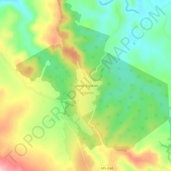 Carte topographique Cidade Zigurats, altitude, relief