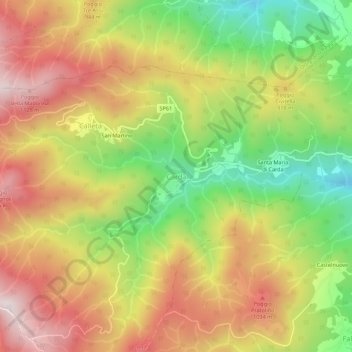 Carte topographique Carda, altitude, relief