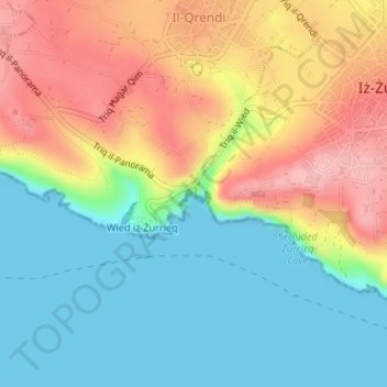 Carte topographique Blue Grotto, altitude, relief