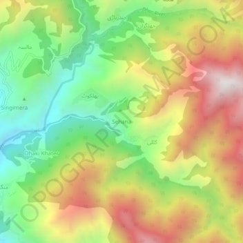 Carte topographique Sehana, altitude, relief