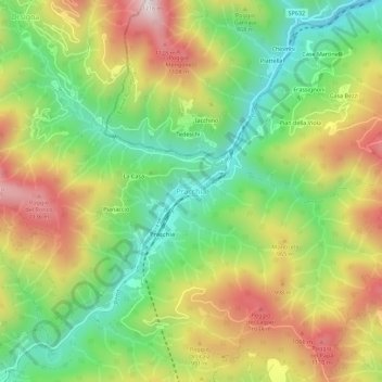 Carte topographique Pracchia, altitude, relief