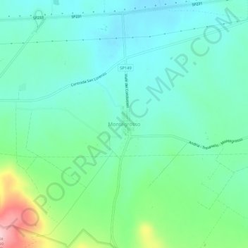 Carte topographique Montegrosso, altitude, relief
