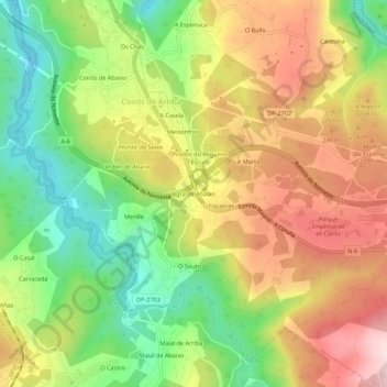 Carte topographique Agra de Abaixo, altitude, relief