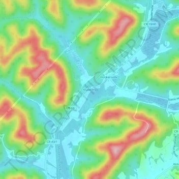 Carte topographique Muddlety, altitude, relief