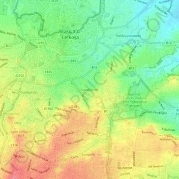 Carte topographique Lykavitos, altitude, relief