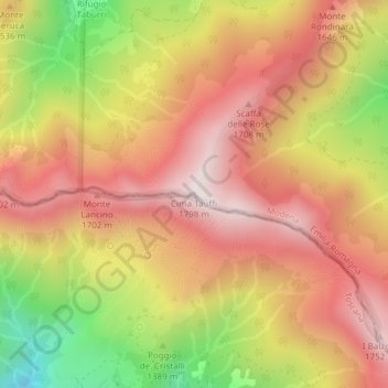 Carte topographique Cima Tauffi, altitude, relief