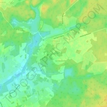 Carte topographique La Bastière, altitude, relief
