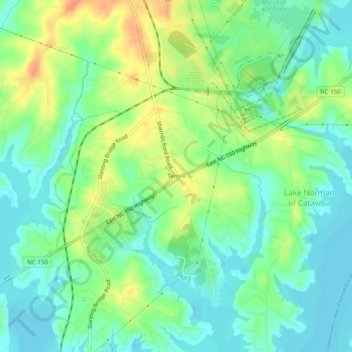 Carte topographique Terrell, altitude, relief