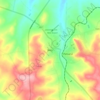 Carte topographique Reitz, altitude, relief