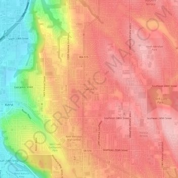 Carte topographique East Hill, altitude, relief
