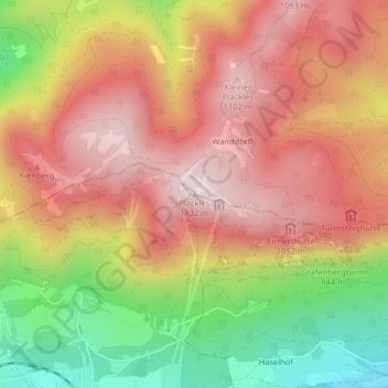 Carte topographique Plackles, altitude, relief