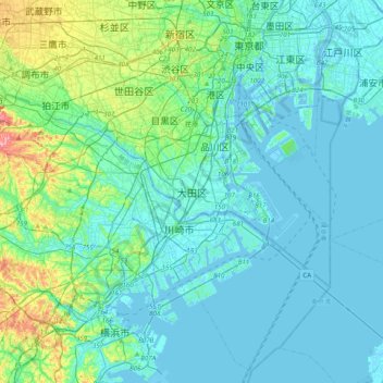 Carte topographique Ota, altitude, relief