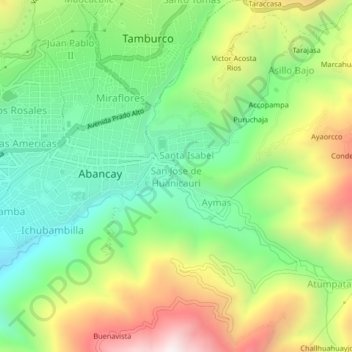 Carte topographique San Jose de Huanicauri, altitude, relief