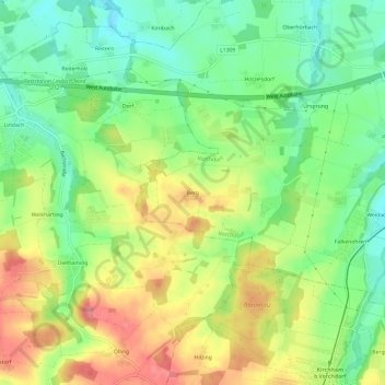 Carte topographique Berg, altitude, relief