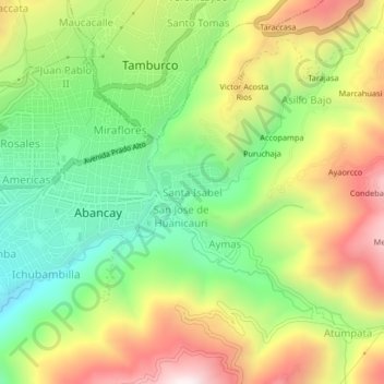 Carte topographique Santa Isabel, altitude, relief