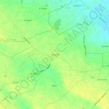 Carte topographique El Touta, altitude, relief