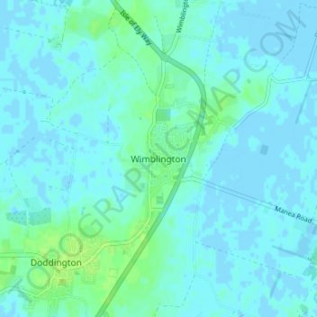 Carte topographique Wimblington, altitude, relief