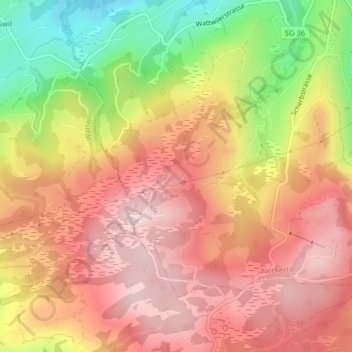 Carte topographique Guggeien, altitude, relief