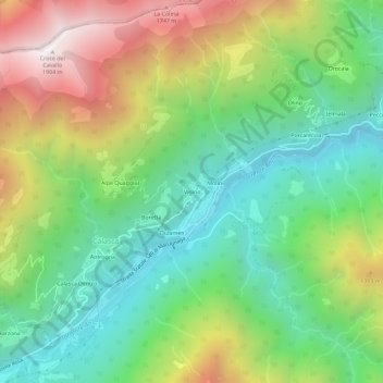 Carte topographique Vigino, altitude, relief