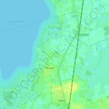 Carte topographique Sandbrink, altitude, relief