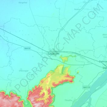 Carte topographique Sasaram, altitude, relief