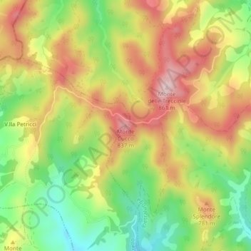 Carte topographique Monte Cucco, altitude, relief