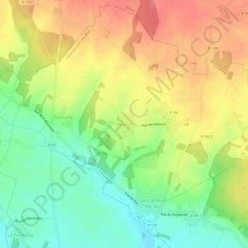 Carte topographique Besnez, altitude, relief