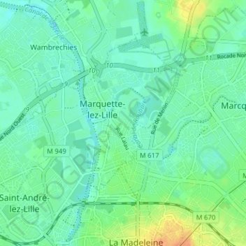 Carte topographique Saint-Roch, altitude, relief