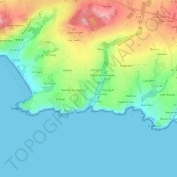Carte topographique Rosmadec, altitude, relief