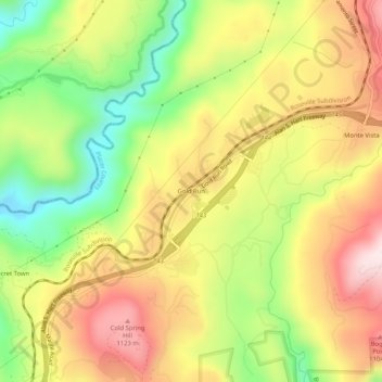 Carte topographique Gold Run, altitude, relief