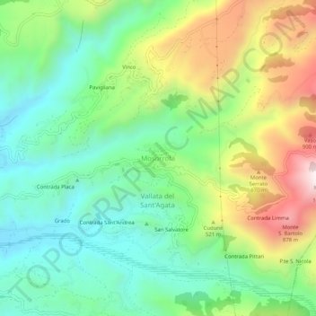 Carte topographique Mosorrofa, altitude, relief