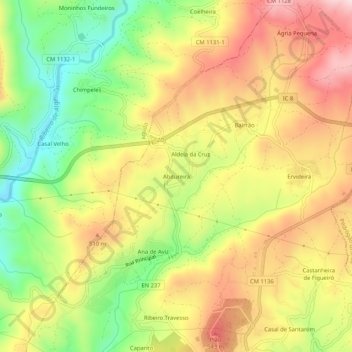 Carte topographique Abitureira, altitude, relief