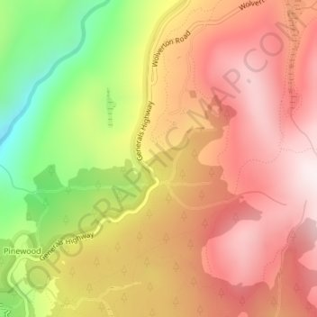 Carte topographique General Sherman Tree, altitude, relief