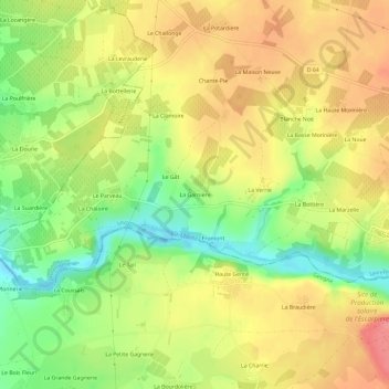 Carte topographique La Garnière, altitude, relief
