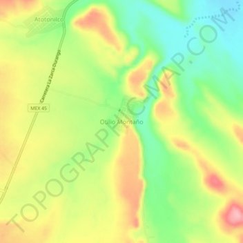 Carte topographique Otilio Montaño, altitude, relief