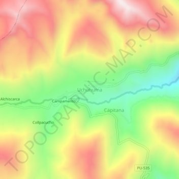 Carte topographique Uchuhuma, altitude, relief