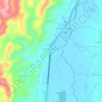 Carte topographique Bankerohan Sur, altitude, relief