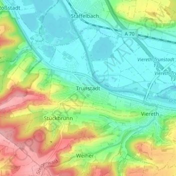 Carte topographique Trunstadt, altitude, relief