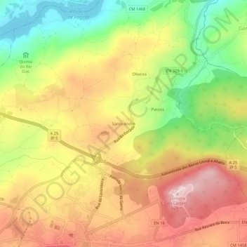 Carte topographique Santo André, altitude, relief