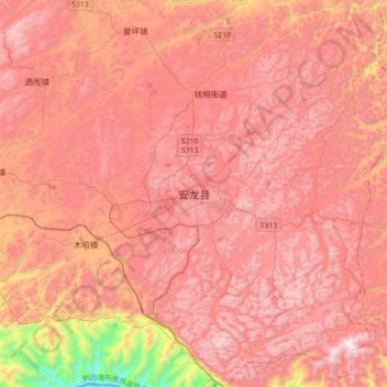 Carte topographique Anlong, altitude, relief